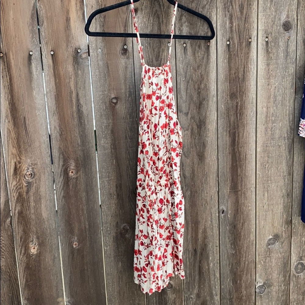 H&M red and cream floral romper